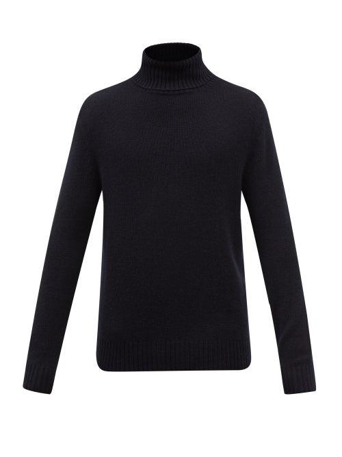 Allude - Marled-cashmere Roll-neck Sweater - Mens - Black