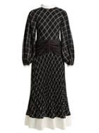 Matchesfashion.com Self-portrait - Check Print Midi Dress - Womens - Navy Print
