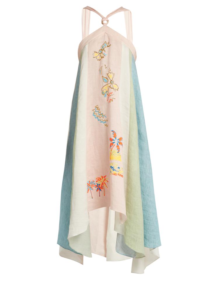 Peter Pilotto Floral-embroidered Halterneck Dress