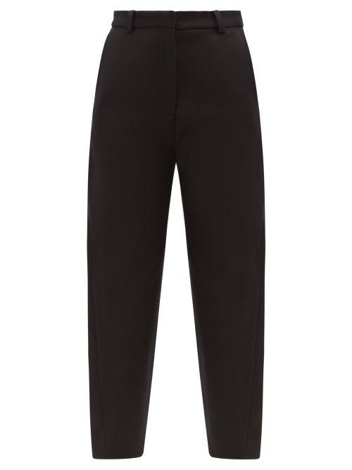Totme - Twisted Seam Cropped Wool-blend Trousers - Womens - Black