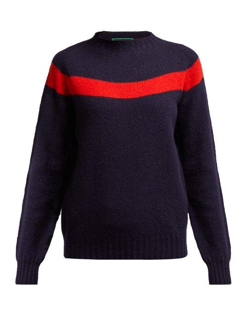 Matchesfashion.com La Fetiche - Ossie Intarsia Stripe Wool Sweater - Womens - Navy Multi