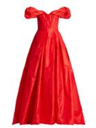 Matchesfashion.com Carolina Herrera - Off The Shoulder Silk Taffeta Gown - Womens - Red