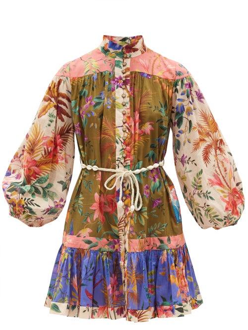 Zimmermann - Tropicana Floral-print Cotton Mini Dress - Womens - Multi