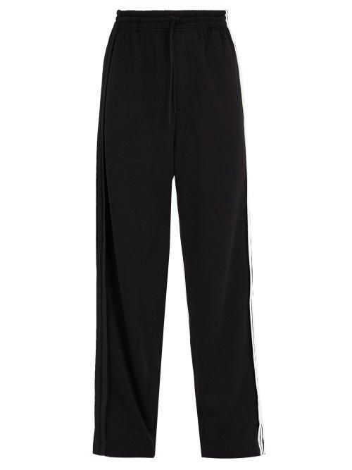 Matchesfashion.com Y-3 - Wide Leg Cotton Blend Track Pants - Mens - Black