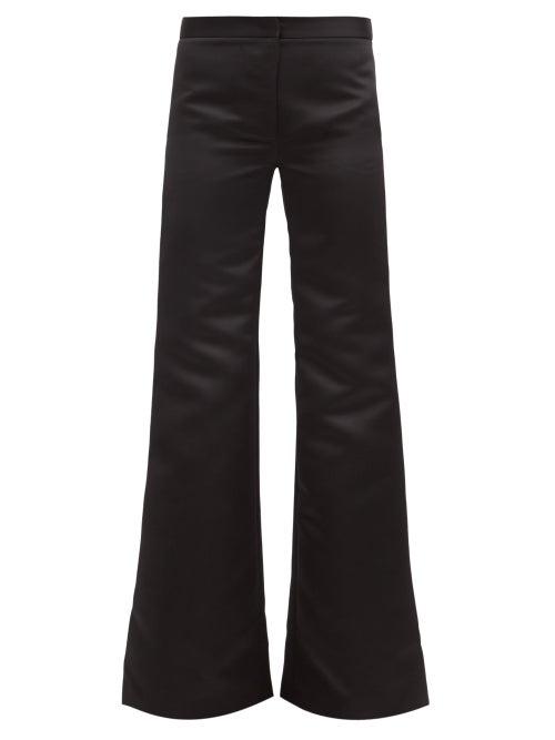 Matchesfashion.com Halpern - Flared High-rise Duchess-satin Trousers - Womens - Black