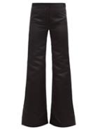 Matchesfashion.com Halpern - Flared High-rise Duchess-satin Trousers - Womens - Black