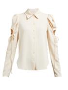 Matchesfashion.com See By Chlo - Puff Sleeved Cut Out Crepe Blouse - Womens - Ivory