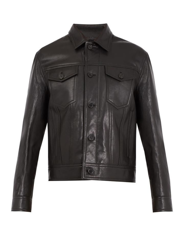 Neil Barrett Point-collar Leather Jacket