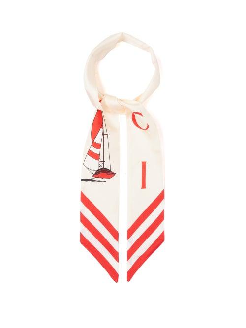 Gucci - Nautical-print Silk-twill Scarf - Womens - Red White