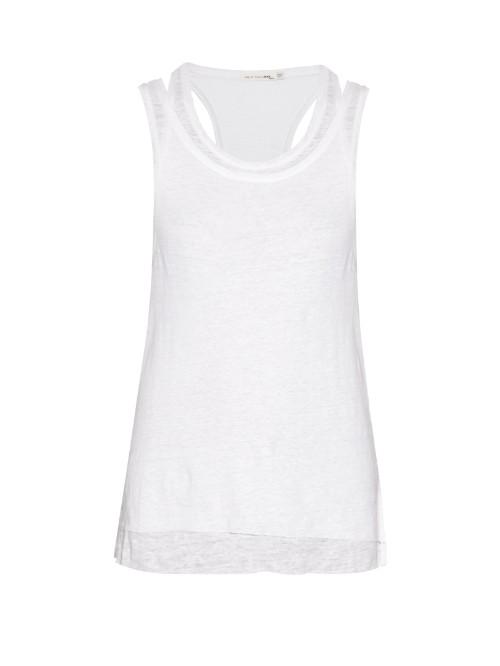 Rag & Bone Raw-edge Layered Linen Tank Top