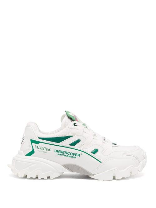 Matchesfashion.com Valentino - X Undercover Climbers Leather And Mesh Trainers - Mens - White