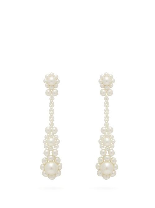Matchesfashion.com Simone Rocha - Floral Faux Pearl Drop Earrings - Womens - Pearl