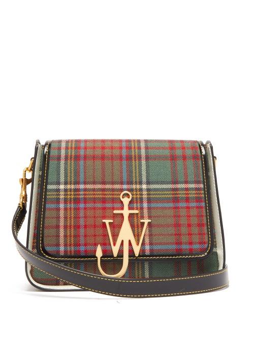Matchesfashion.com Jw Anderson - Anchor Logo Plaque Tartan Shoulder Bag - Womens - Khaki Multi
