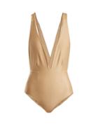 Matchesfashion.com Haight - Marina Deep V Neck Swimsuit - Womens - Nude
