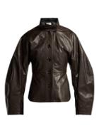 Matchesfashion.com Lemaire - Single Breasted Leather Jacket - Womens - Dark Brown