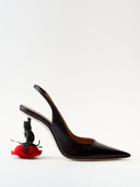 Loewe - Rose-heel 100 Slingback Leather Pumps - Womens - Black Red