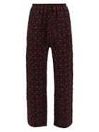 Matchesfashion.com Marine Serre - Moon-jacquard Silk-blend Satin Trousers - Mens - Black