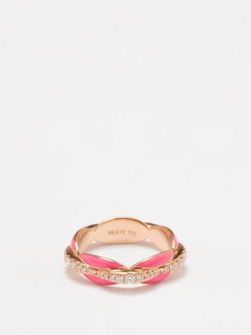 Melissa Kaye - Ada Diamond, Enamel & 18kt Gold Ring - Womens - Pink Multi