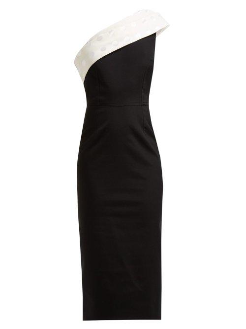 Matchesfashion.com Emilio De La Morena - Tasman Asymmetric Cady Pencil Dress - Womens - Black White