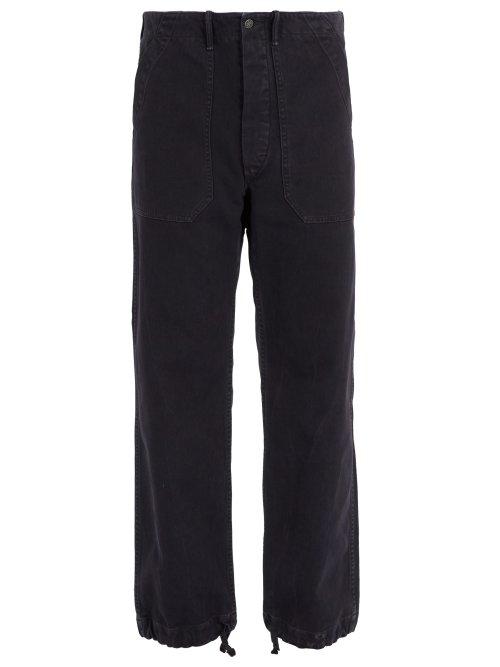 Matchesfashion.com Rrl - Drawstring Cuff Cotton Trousers - Mens - Navy