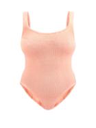 Hunza G - Square-neck Crinkle-knit Swimsuit - Womens - Coral