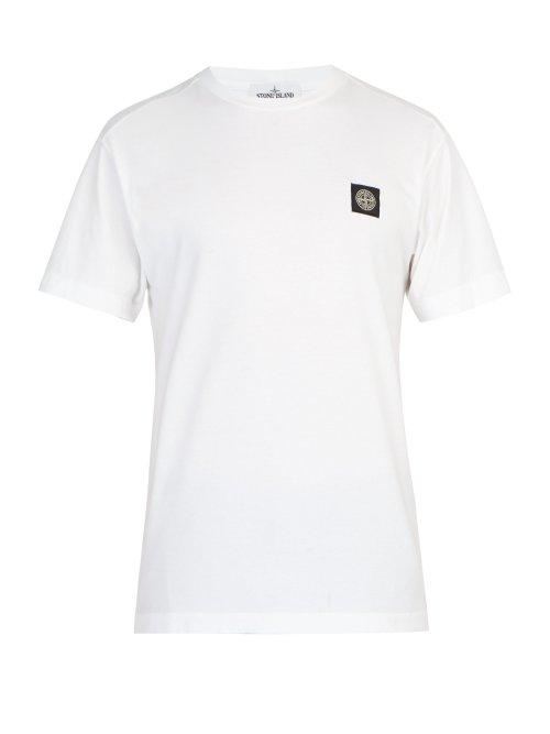 Matchesfashion.com Stone Island - Logo Patch Cotton Jersey T Shirt - Mens - White