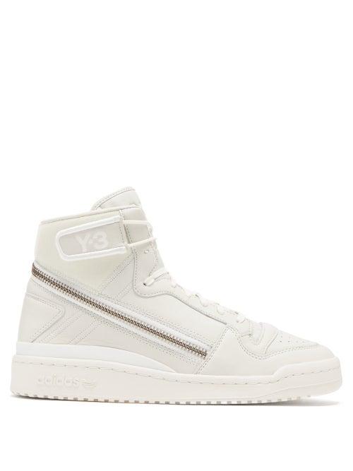 Y-3 - Forum Hi Og Leather Trainers - Mens - White