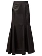 Matchesfashion.com Loewe - Godet-hem Leather Midi Skirt - Womens - Black