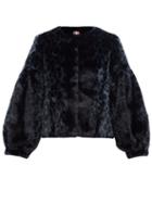 Matchesfashion.com Shrimps - Fergal Leopard Print Faux Fur Jacket - Womens - Navy