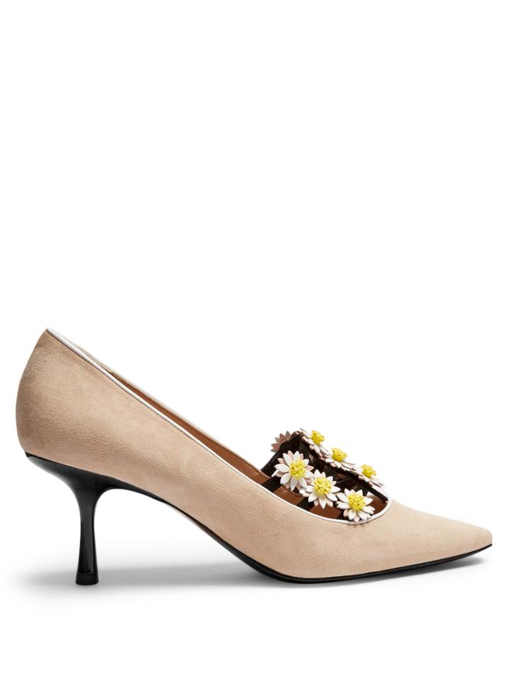 Fabrizio Viti Daisy-embellished Suede Pumps