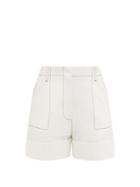 Matchesfashion.com Alexander Mcqueen - Topstitched Cotton-gabardine Shorts - Womens - White
