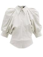 Matchesfashion.com Isabel Marant - Eori Puffed-sleeve Striped Silk-crepe Blouse - Womens - Ivory