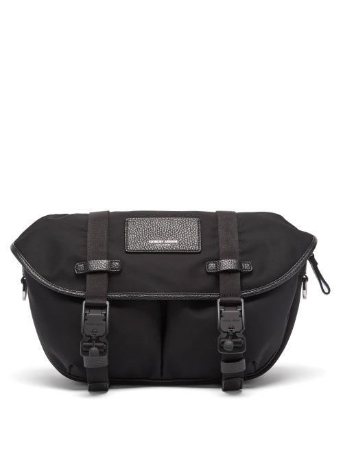 Matchesfashion.com Giorgio Armani - Logo-patch Leather-trim Shell Belt Bag - Mens - Black