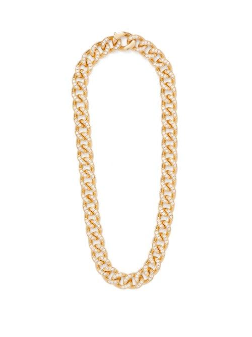 Matchesfashion.com Bottega Veneta - Pav Set Cubic Zirconia Gold Plated Chain Necklace - Womens - Gold
