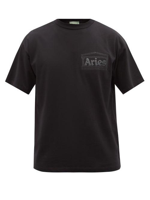 Aries - Temple Logo-print Cotton-jersey T-shirt - Mens - Black