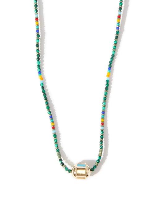 Matchesfashion.com Luis Morais - Hexagon Turquoise, Malachite & 14kt Gold Necklace - Mens - Multi