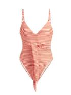 Matchesfashion.com Mara Hoffman - Gamela Striped High Rise Swimsuit - Womens - White