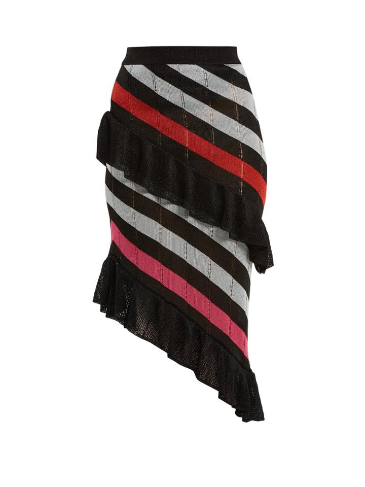 Marco De Vincenzo Asymmetric Striped Knit Skirt