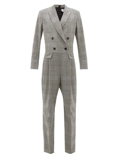 Matchesfashion.com Msgm - Prince Of Wales-check Wool Jumpsuit - Womens - Black White