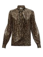 Matchesfashion.com Saint Laurent - Pussy-bow Silk Fil-coup Blouse - Womens - Black Multi