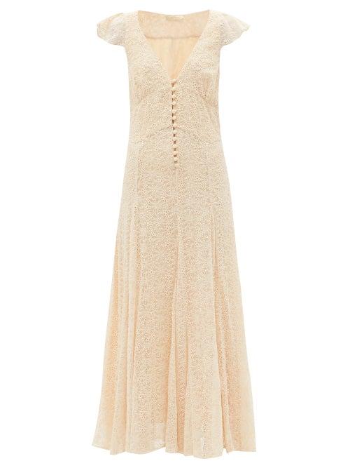Matchesfashion.com Mes Demoiselles - Joanna Floral-embroidered Maxi Dress - Womens - Ivory