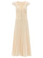 Matchesfashion.com Mes Demoiselles - Joanna Floral-embroidered Maxi Dress - Womens - Ivory