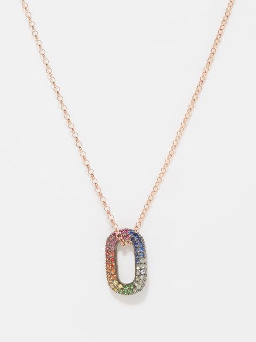 Selim Mouzannar - Link Tsavorite, Sapphire & 18kt Rose Gold Necklace - Womens - Multi