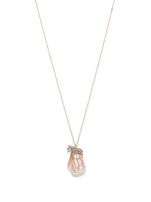 Bibi Van Der Velden - Unicorn Diamond, Pearl & 18kt Rose-gold Necklace - Womens - Pearl