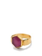 Katerina Makriyianni - Synthetic Ruby & 24kt Gold-vermeil Ring - Womens - Pink Gold