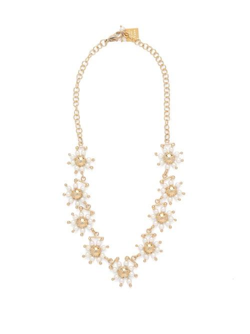 Matchesfashion.com Rosantica By Michela Panero - Daisy Faux Pearl Necklace - Womens - Gold Multi
