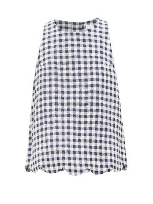 Lisa Marie Fernandez - Scalloped-edge Gingham-boucl Top - Womens - Navy White