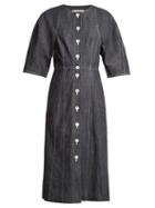 Matchesfashion.com Tibi - Cocoon Sleeved Button Down Denim Dress - Womens - Indigo