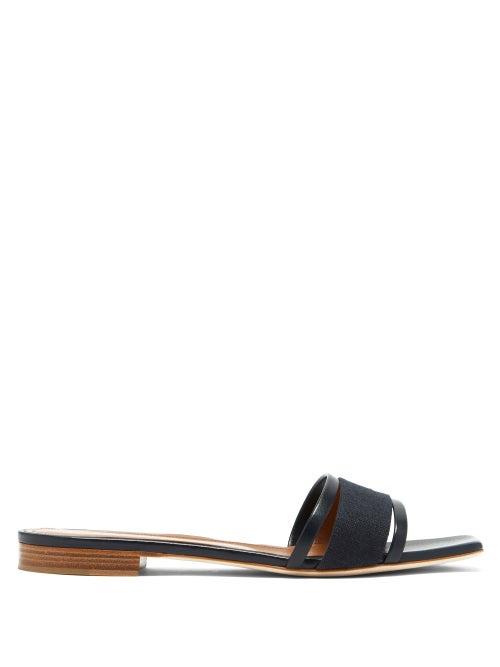 Matchesfashion.com Malone Souliers - Demi Nappa-leather Slides - Womens - Navy