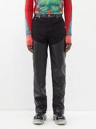 Youths In Balaclava - Rodeo Denim-panelled Leather Trousers - Mens - Black